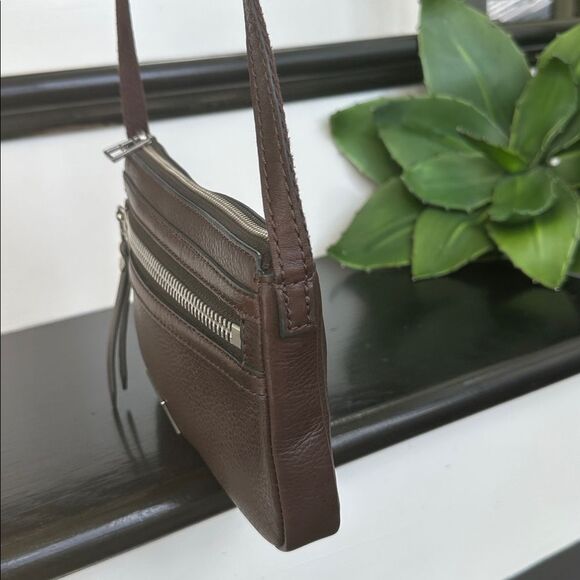 Fossil genuine leather like new crossbody shoulder purse brown - Picture 6 of 10